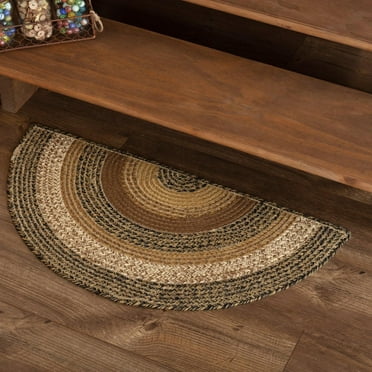 VHC Brands-1PK Kettle Grove Jute Braided Rug Half Circle 16.5\"x33\" with Rug Pad VHC Brands
