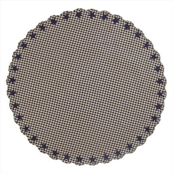 VHC Brands 20203 Navy Star Scalloped Table Cloth - 70 in. Round