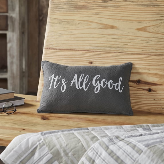 VHC Brands 9.5" x 14" Gray Cotton Shell Decorative Pillow