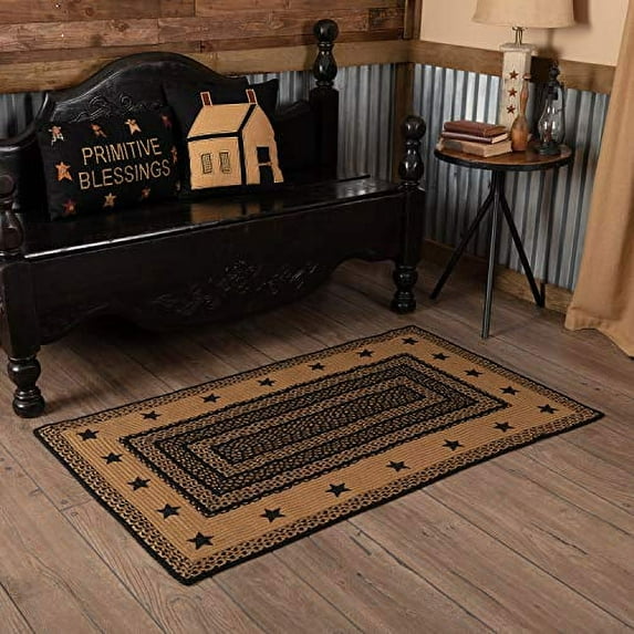 VHC Brands 9809 36 x 60 in. Farmhouse Jute Rectangle Shape Stencil Stars Rug