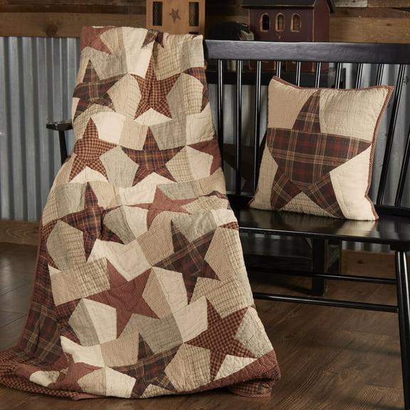 VHC Brands Primitive Classic Country Pillows & Throws - Abilene Star Red Quilted Throw