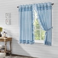 thumbnail image 1 of VHC Brands Annie Blue Buffalo Check Farmhouse Ruffled Short Panel Curtain Set 63x36, 1 of 7