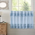 thumbnail image 1 of VHC Brands Annie Blue Buffalo Check Farmhouse Ruffled Tier Kitchen Curtain Set 36x36, 1 of 7