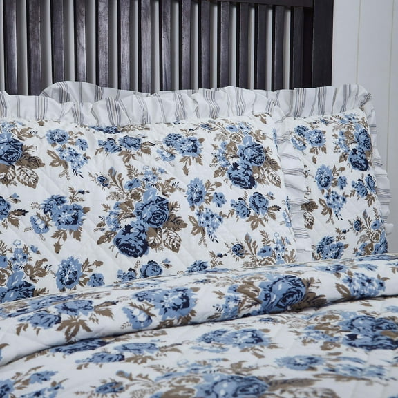 VHC Brands Annie Blue Floral King Sham 21x38