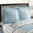 thumbnail image 1 of VHC Brands Annie Buffalo Blue Check Fabric Euro Sham Ruffled Edge 26x26, 1 of 7