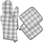VHC Brands Annie Buffalo Check 4PC Set 2 Oven Mitts and 2 Pot Holders
