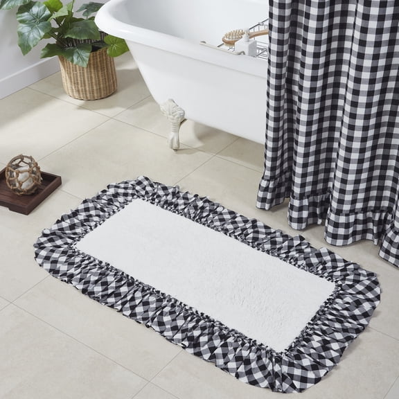 VHC Brands Annie Buffalo Check Bath Mat, Black, 27x48