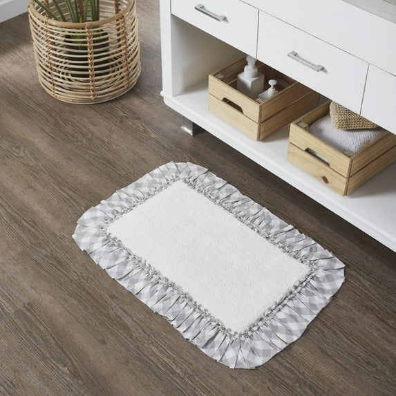 VHC Brands Annie Buffalo Check Bath Mat, Gray, 20x30