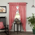 thumbnail image 1 of VHC Brands Annie Buffalo Check Cotton Farmhouse Curtains Rod Pocket Drawstring Ties Ruffling Prairie Panel Pair, Red Country, 1 of 6