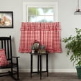 thumbnail image 1 of VHC Brands Annie Buffalo Check Cotton Farmhouse Kitchen Curtains Rod Pocket Hanging Loops Ruffling 36x36 Tier Pair, Red Country, 1 of 5