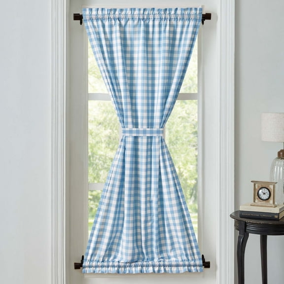 VHC Brands Annie Buffalo Check Farmhouse Cottage Patio Door Panel Curtain 72x40