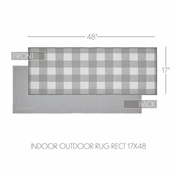 VHC Brands Annie Buffalo Check Grey Indoor Rug Rect 17x48, Polyester Area Rug, Accent Rug, Floor Decor, Annie Buffalo Check Collection, Rectangle 17x48, Ash Grey