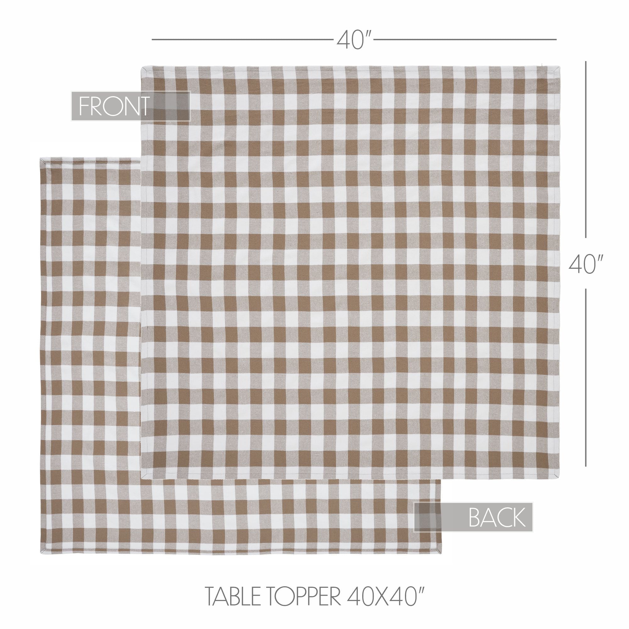 Annie 40x40 Brown and White Cotton Buffalo Check Table Topper