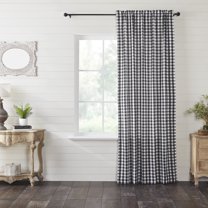 VHC Brands Annie Buffalo Farmhouse Curtain Panel, Check, Black, 96x50