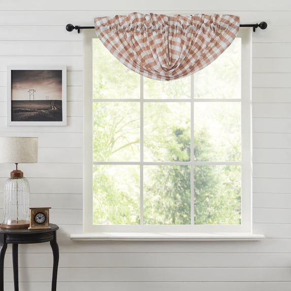 VHC Brands Annie Buffalo Portabella Check Balloon Valance 15x60
