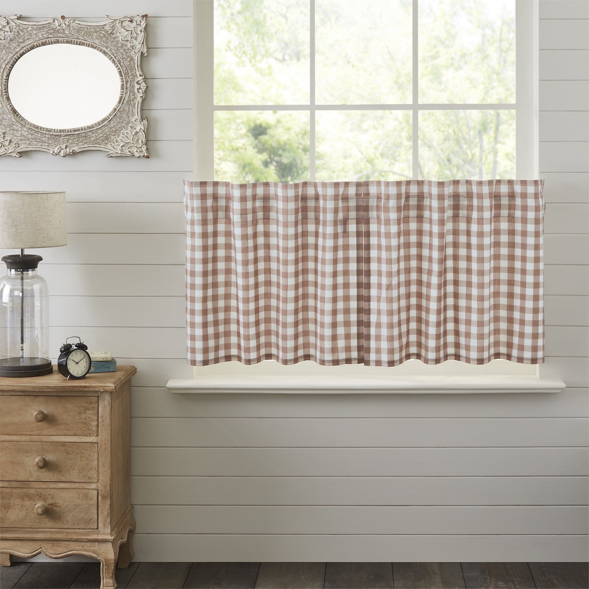 VHC BRANDS Annie Buffalo Check 72 In. W X 16 In. L Cotton Rod Pocket Farmhouse Valance In Black White 40428