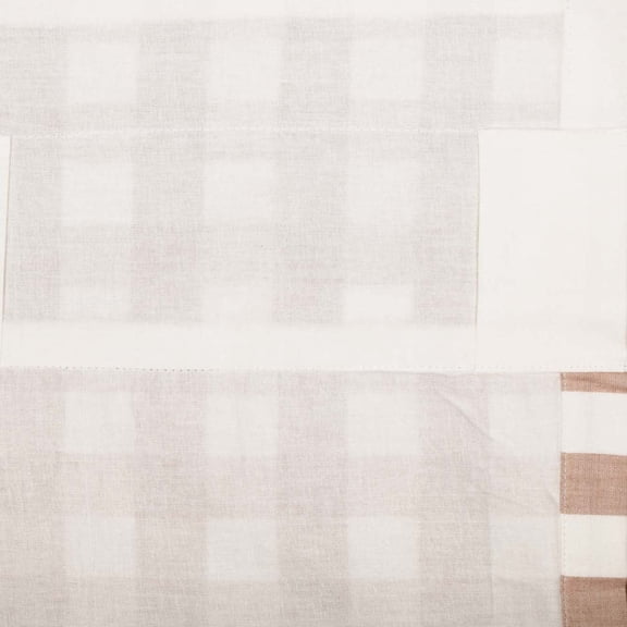 VHC Brands Annie Buffalo Portabella Check Farmhouse Ruffled Prairie Short Panel Curtain Set 63x36x18
