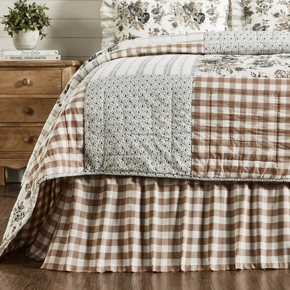 VHC Brands Annie Buffalo Portabella Check Farmhouse Twin Bed Skirt 39x76x16
