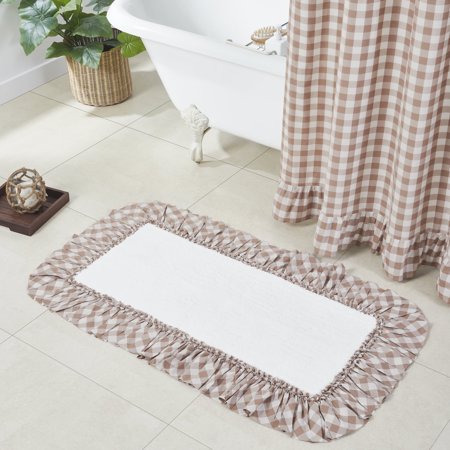 VHC Brands Annie Portabella Check Bath Mat, Brown, 27x48