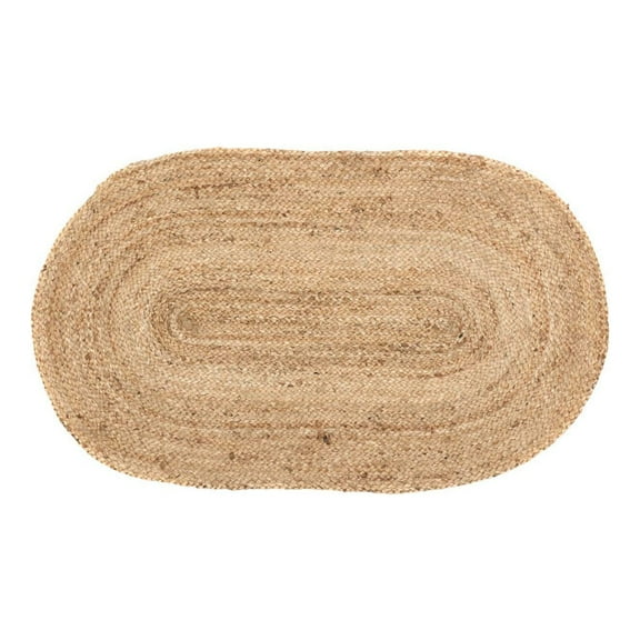 VHC Brands April & Olive 20 x 30 Inch Jute Oval Rug w/ Non Skid Pad, Creme