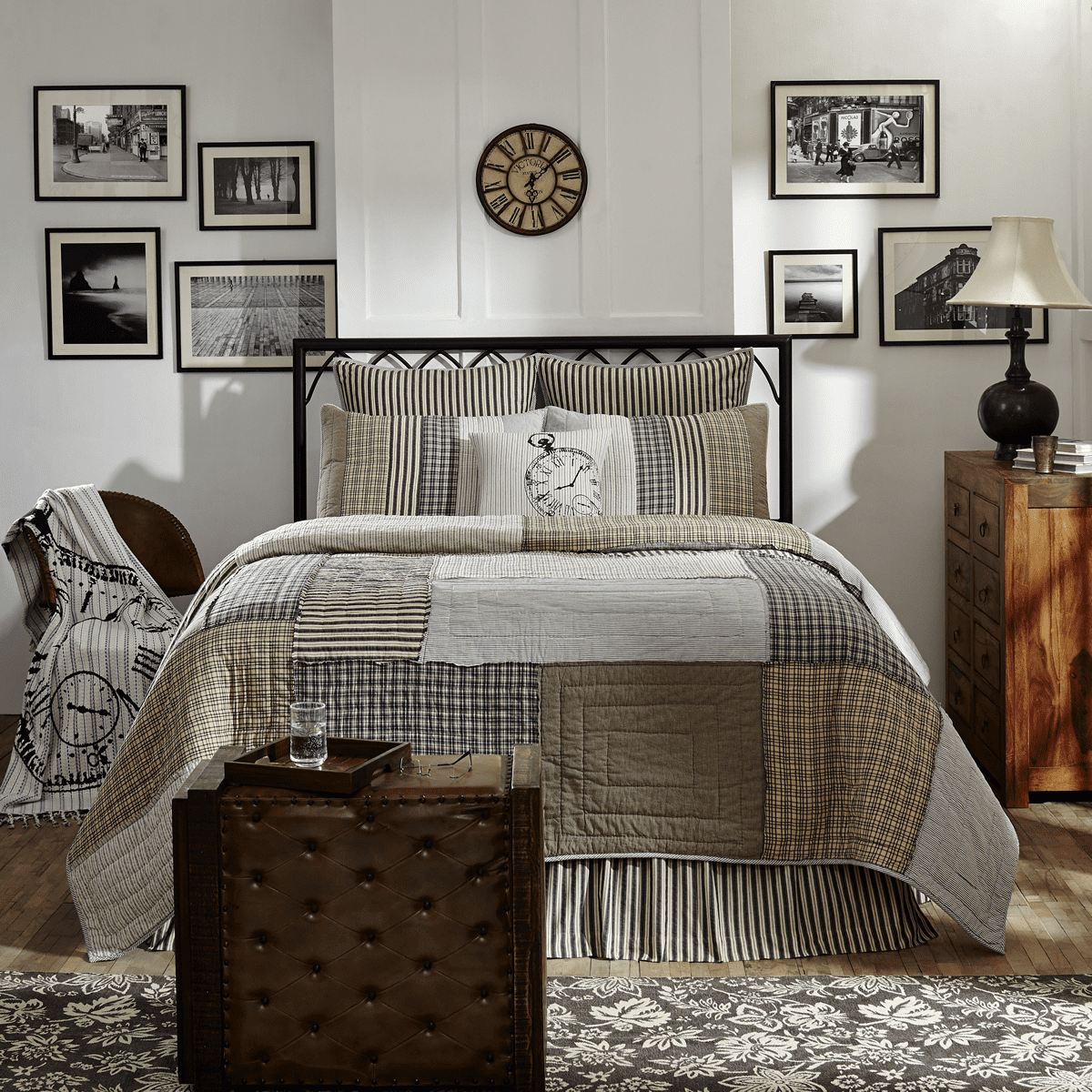 Gray Cotton Reversible Twin Patchwork Quilt
