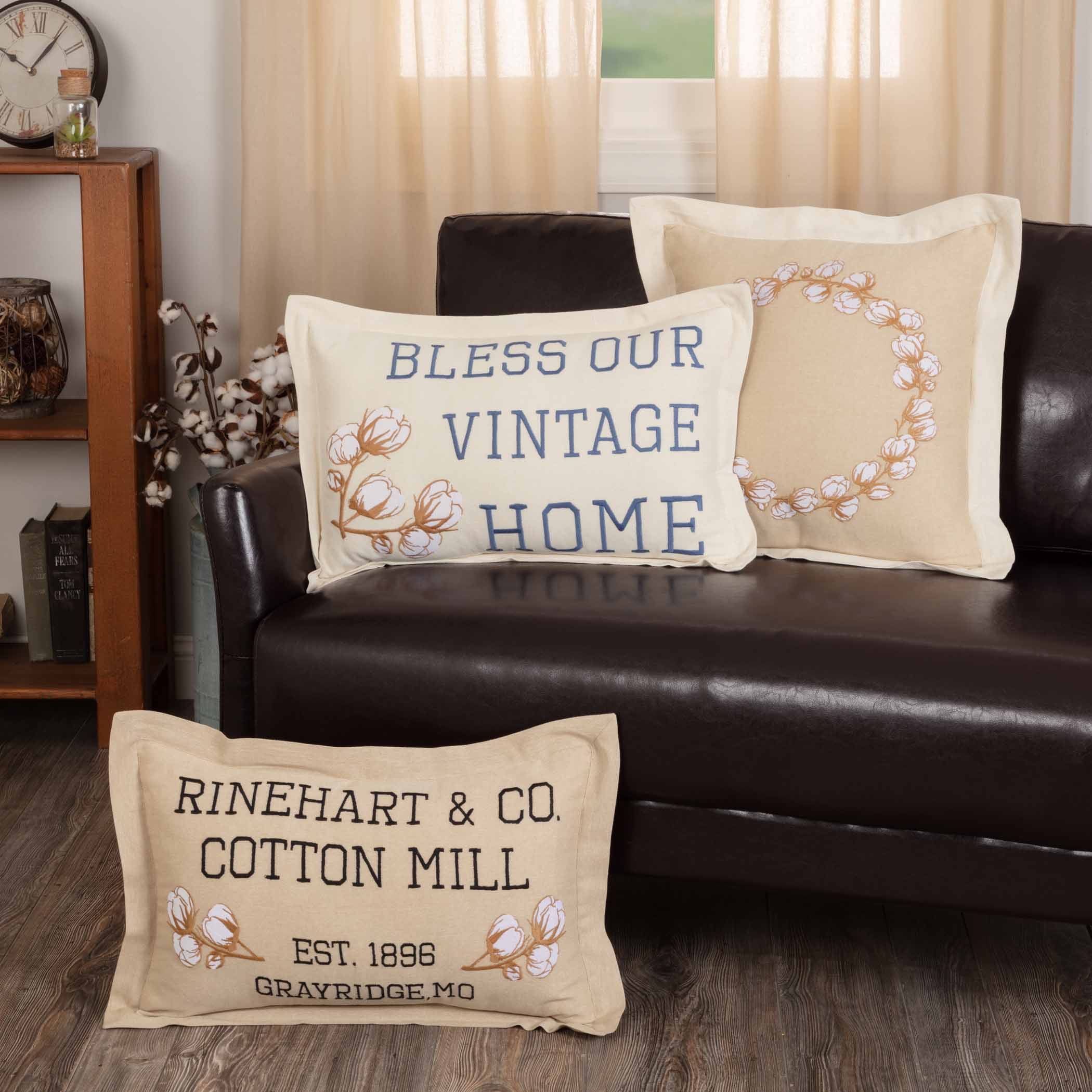 Ashmont Tan Embroidered Cotton Lumbar Throw Pillow