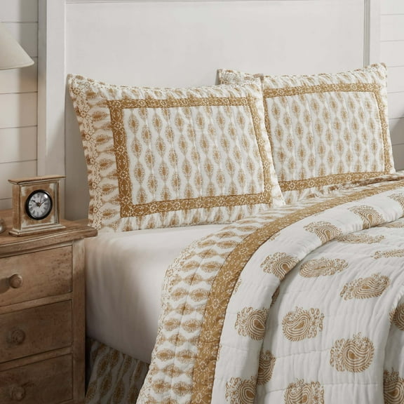 VHC Brands Avani Gold Boho Farmhouse Bedroom Decor, Standard Sham 21x28