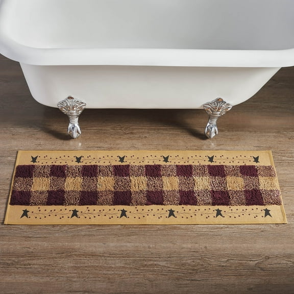 VHC Brands Bathroom Bath Mat, Cotton Floor Rug for Shower, Digital Print, Pip Vinestar Collection, Rectangle 17x48, Primitive Stars, Natural