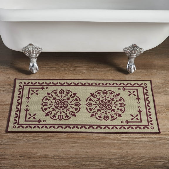 VHC Brands Bathroom Bath Mat, Polyester Floor Rug for Shower, Digital Print, Custom House Collection, Rectangle 17x36, Natural