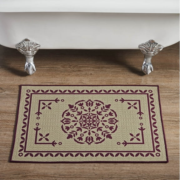 VHC Brands Bathroom Bath Mat, Polyester Floor Rug for Shower, Digital Print, Custom House Collection, Rectangle 20x30, Natural