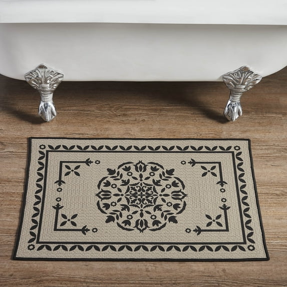 VHC Brands Bathroom Bath Mat, Polyester Floor Rug for Shower, Digital Print, Custom House Collection, Rectangle 20x30, Natural