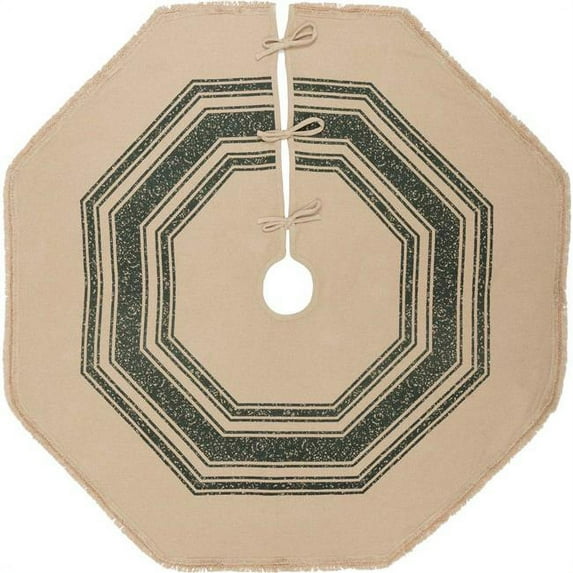 VHC Brands Beige Striped Cotton Christmas Tree Skirt, 55"
