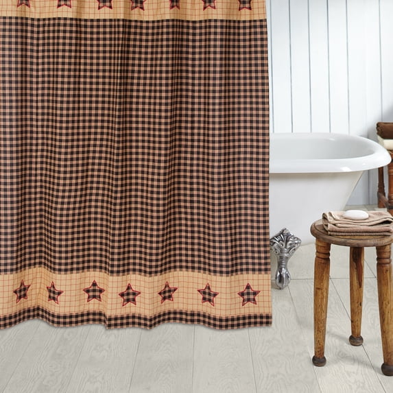 VHC Brands Bingham Star, Cotton, 72x72, Shower Curtain, Black