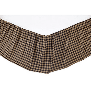 VHC Brands 20254 Black Check King Bed Skirt 78x80x16