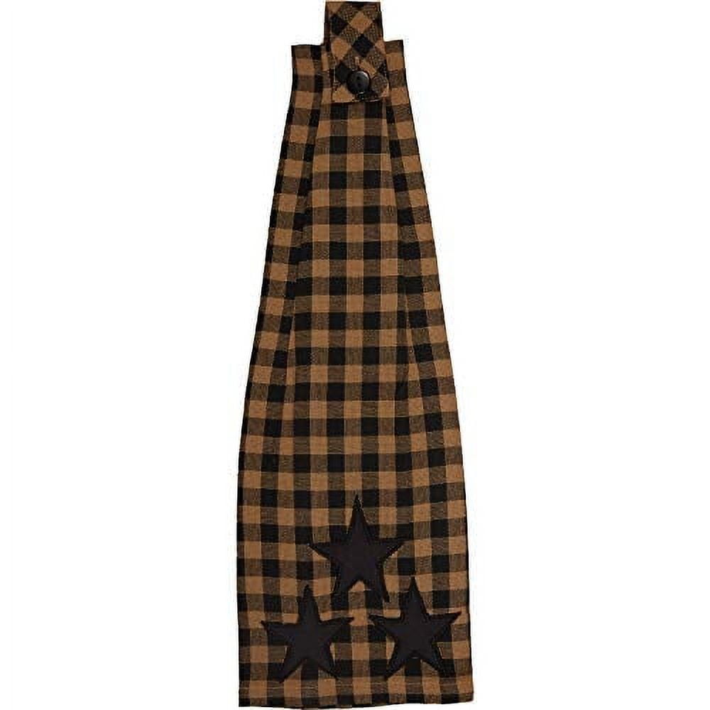 VHC Brands, Black Star, Cotton, 18x18, Button Loop Kitchen Towel, Black