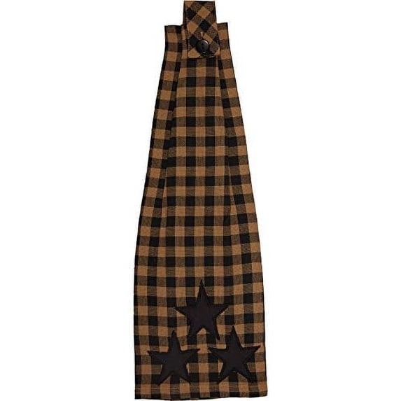 VHC Brands, Black Star, Cotton, 18x18, Button Loop Kitchen Towel, Black