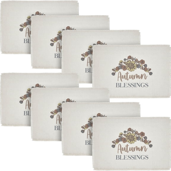VHC Brands Bountifall Autumn Blessings Placemat Set of 2 13x19, 4 Pack 8 Pack