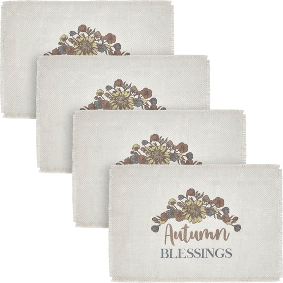 VHC Brands Bountifall Autumn Blessings Placemat Set of 2 13x19, 4 Pack