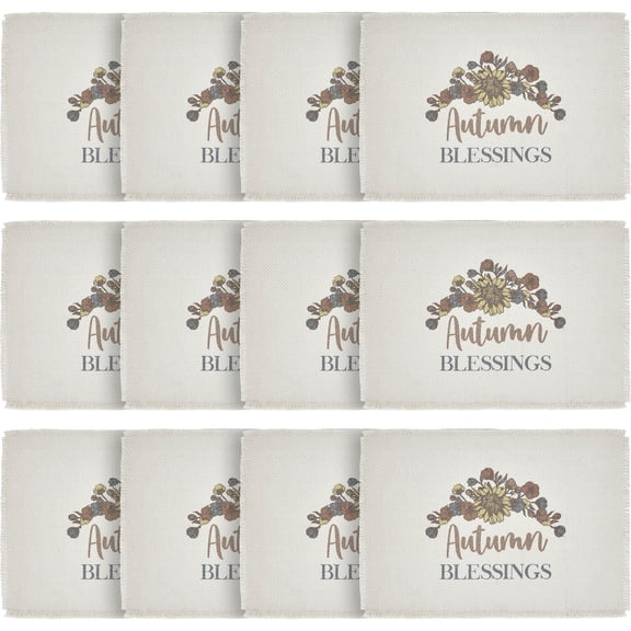 VHC Brands Bountifall Autumn Blessings Placemat Set of 2 13x19, 6 Pack 12 Pack