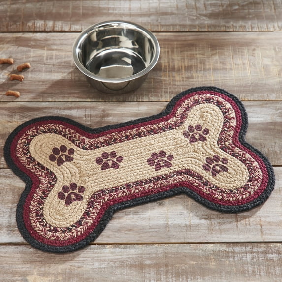 VHC Brands Braided Cotton Rug Small, Cotton Area Rug, Accent Rug, Floor Decor, Connell Collection, Bone Shape 11.5x17.5, Burgundy