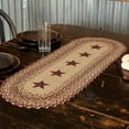 thumbnail image 1 of VHC Brands Burgundy Tan Primitive Jute Runner Braided Textured Stenciled Stars 13"x36", 1 of 6