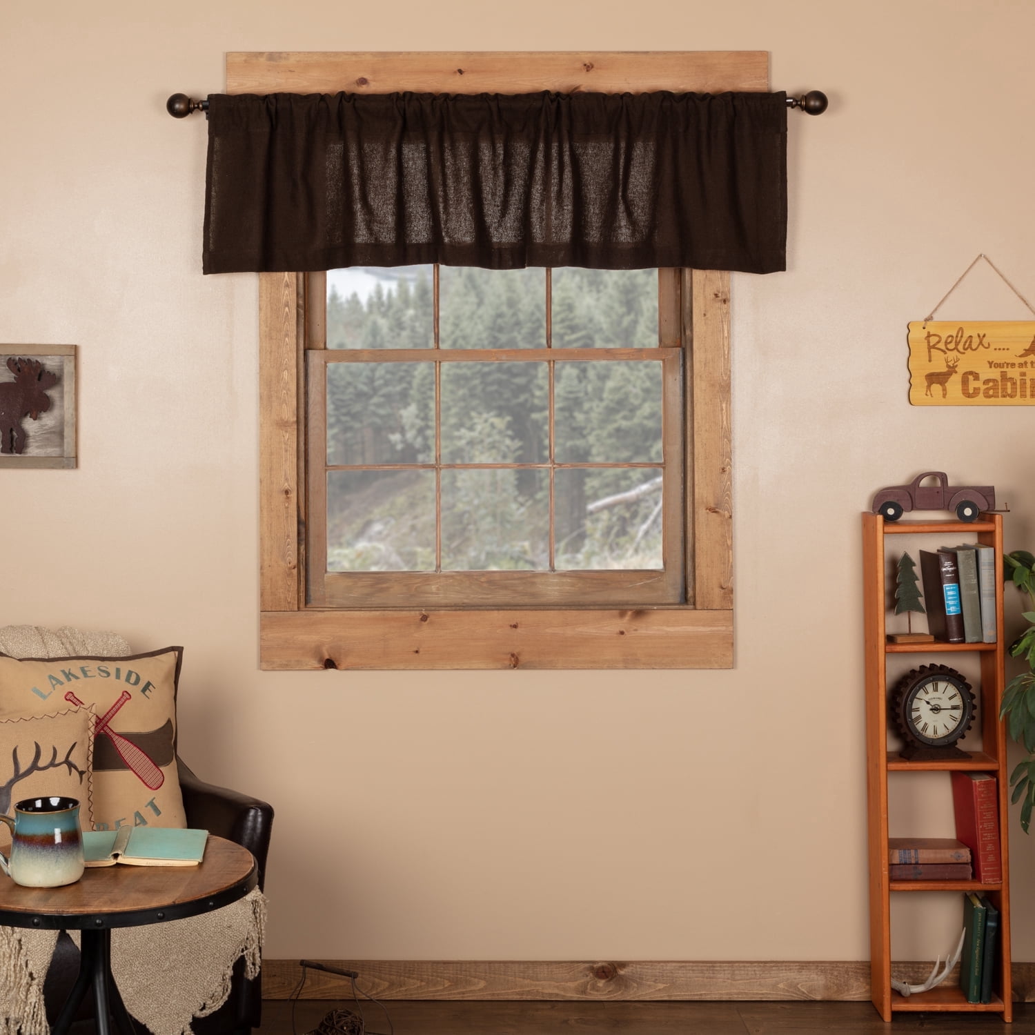 VHC Brands Burlap Chocolate, Cotton, 16x72, Valance, Brown