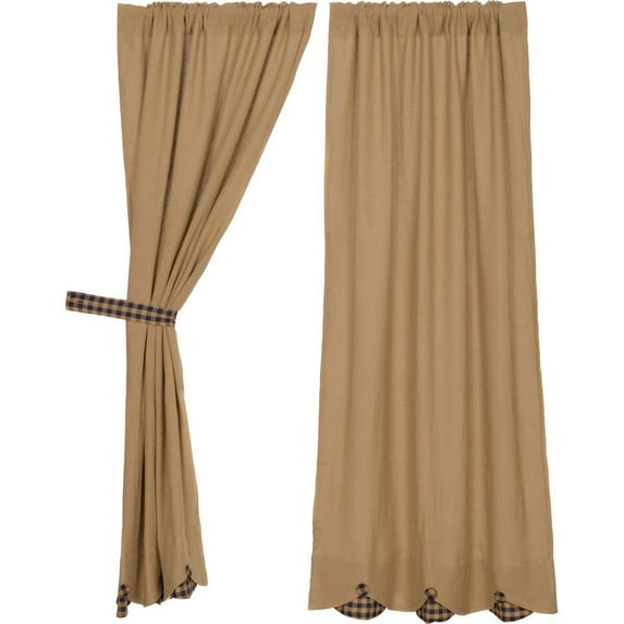 VHC Brands Burlap Curtain Panel Pair