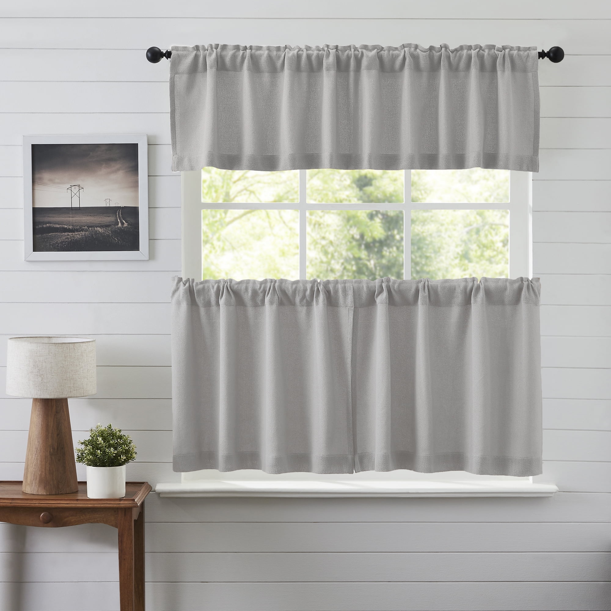 VHC Brands Burlap Curtain Set