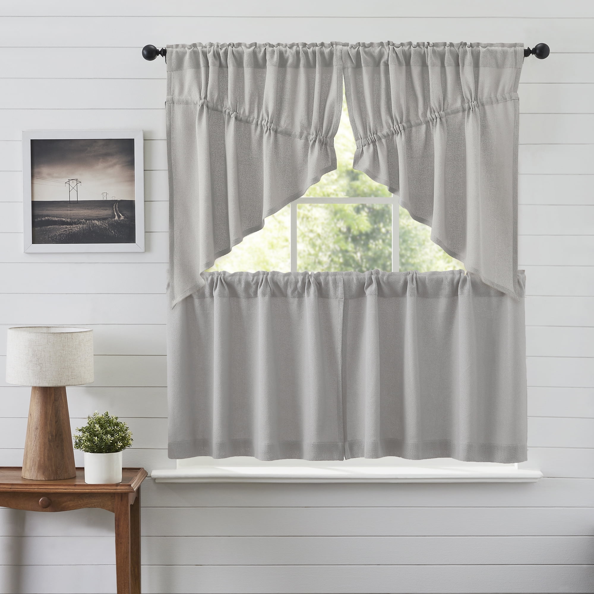 VHC Brands Burlap Curtain Set - Thumbnail 2