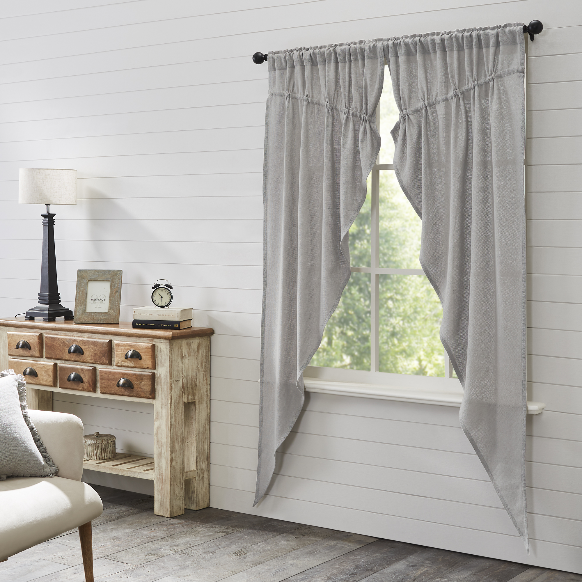 Free Shipping! VHC Brands Burlap Dove Grey Farmhouse Curtains Prairie ...