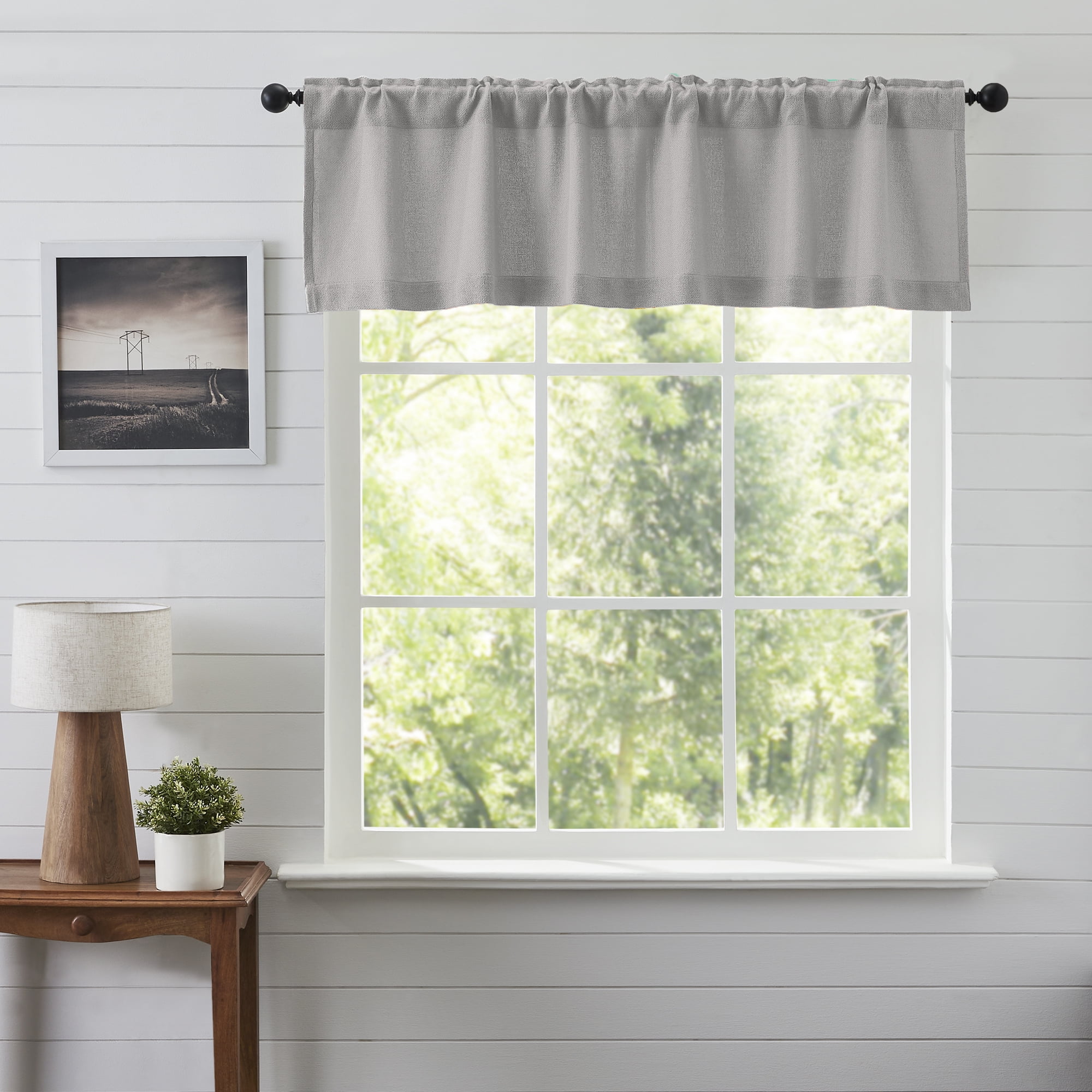 Dove Grey Burlap Rod Pocket Valance 16x60