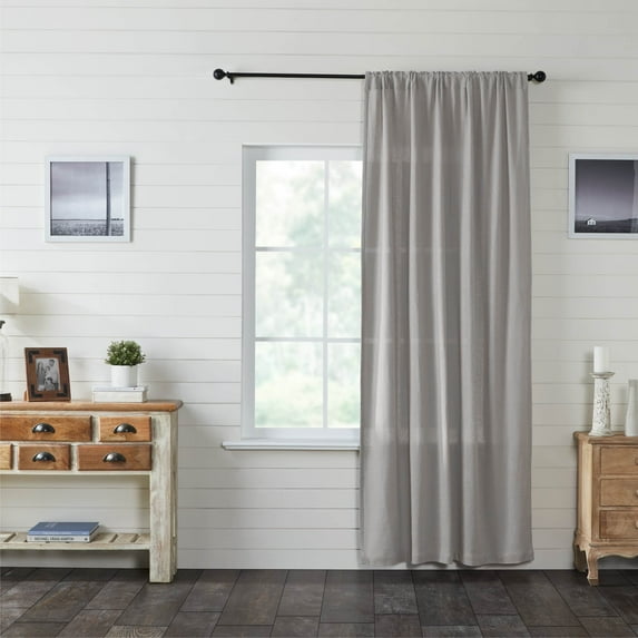VHC Brands Burlap Farmhouse Curtain Panel, Dove Grey, 96x50