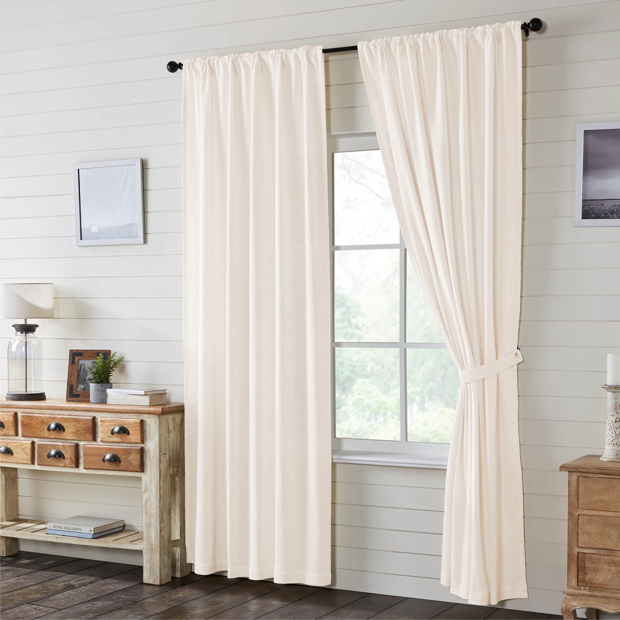 VHC Brands Burlap Curtain Panels