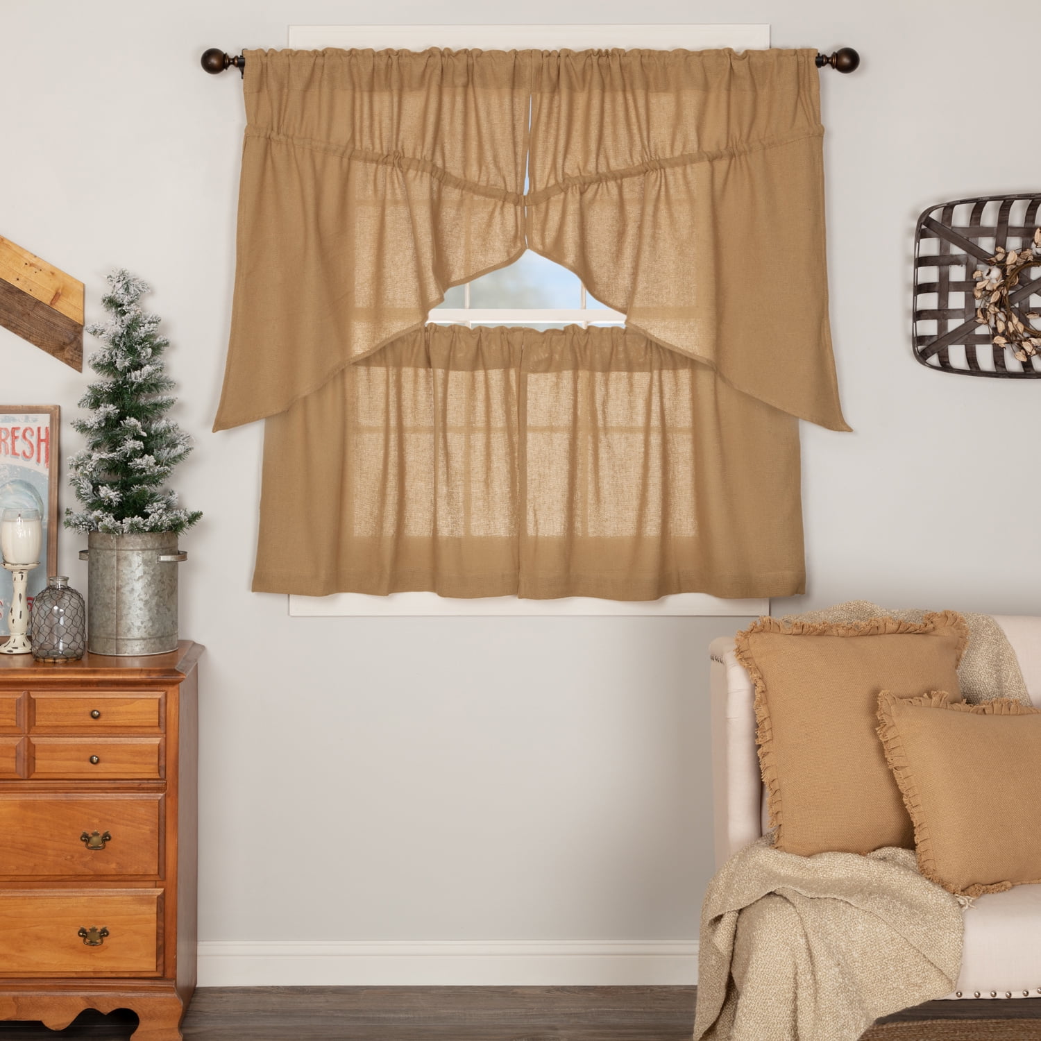 VHC Brands Burlap Curtain Panel